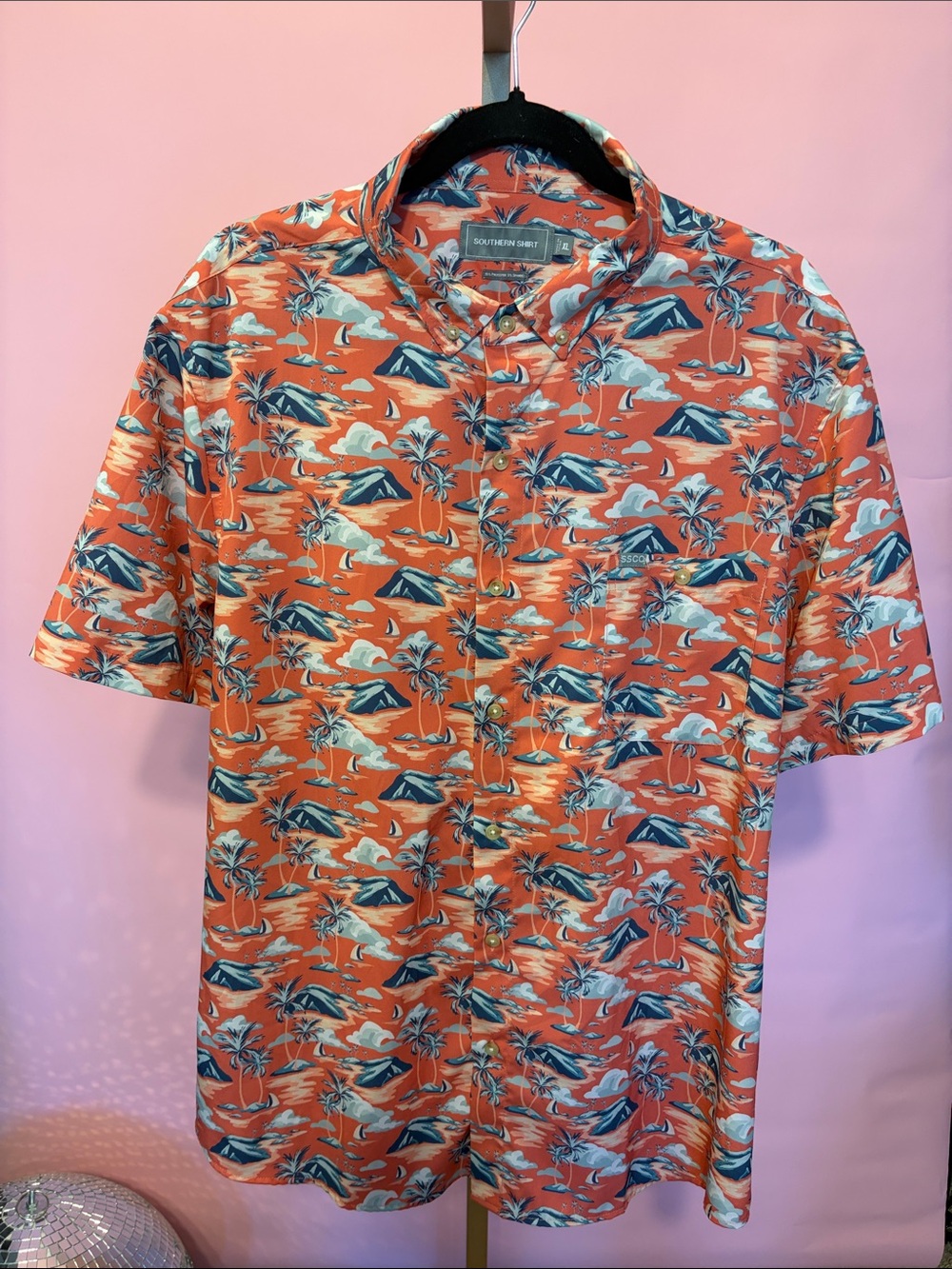The Southern Shirt Company Orange Tropical Hawaiian Button-Down